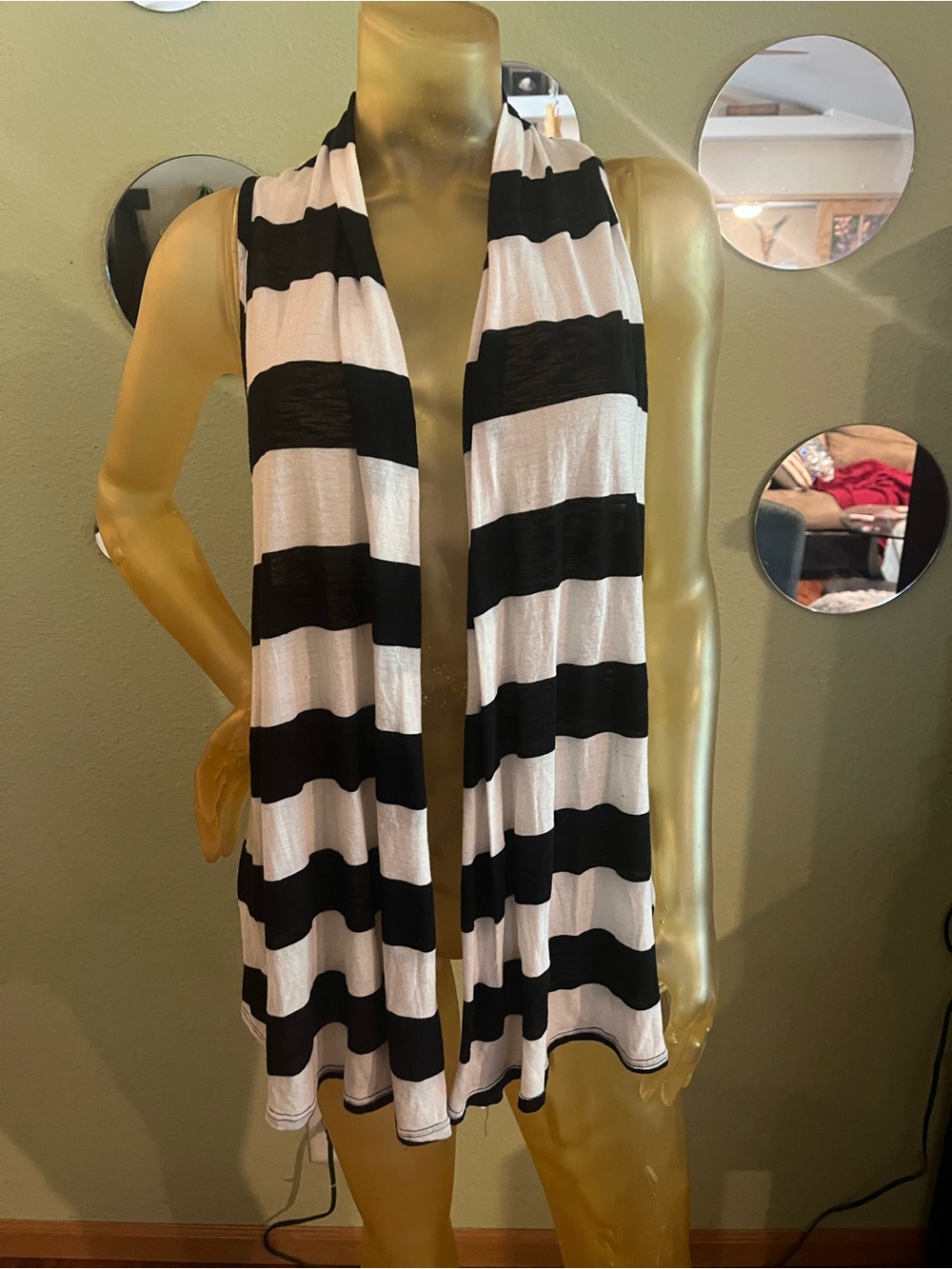 Y2K Ambiance Black and White Striped Open Front Cardigan